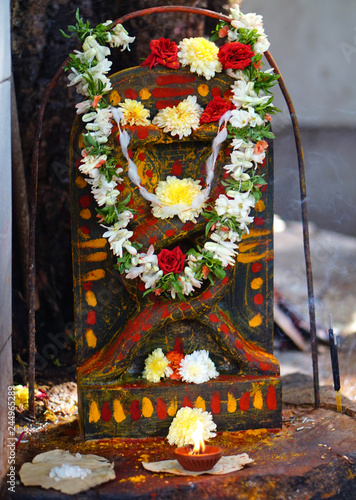 View Of Indian Hindu Snake God Stone Carving Statue With