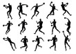 © lumyaisweet - Basketball players action silhouettes vector