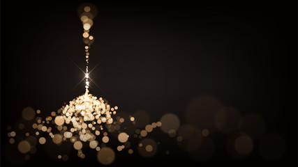 Wall Mural - Dark background with flowing gold dust, blur, hourglass, luxury