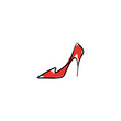 Hand drawn beautiful red leather woman shoe with high heel