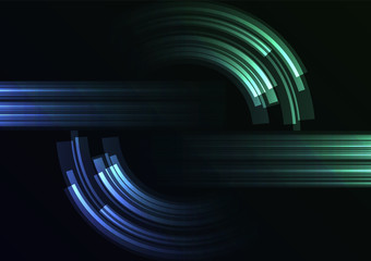 blue green abstract circle background, digital overlap layer line, simple technology design template