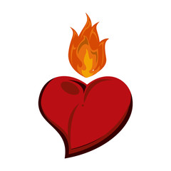 Canvas Print - Heart with flamme tattoo