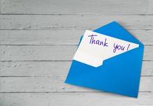 Blank Card And Envelope With Thank You On Background