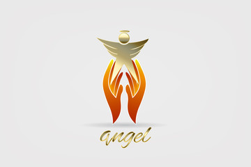 Angel and hands logo icon vector