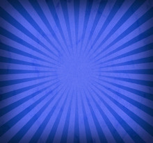 Blue Retro Sunburst Background Design With Vintage Vignette And Texture, Cool Groovy Sun Rays Or Beams In Striped Radial Pattern