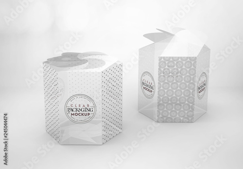 Download Clear Hexagonal Twist Top Boxes Mockup Stock Template Adobe Stock