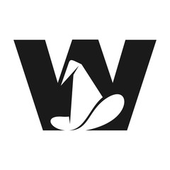 Wall Mural - letter w and hat vector logo