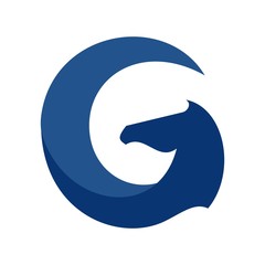 Sticker - horse symbol and letter G logo vector.