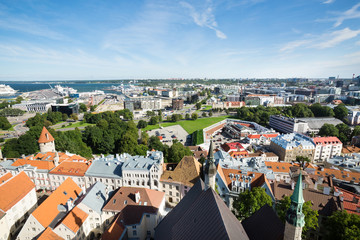 Aerial view of old town in Tallinn, Estonia