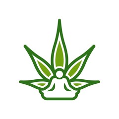 Wall Mural - yoga and cannabis vector logo.
