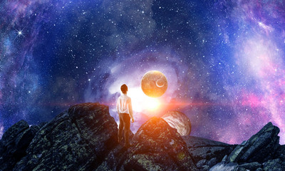 Wall Mural - businessman and cosmos concept