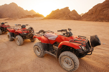 The cars for  excursion in the Egyptian desert north of Sharm el Sheikh