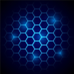 Futuristic blue honeycomb pattern. Hexagonal conceptual background