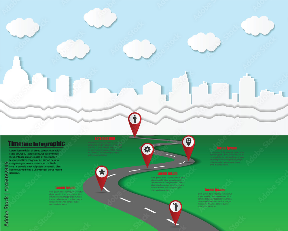 Business road map timeline infographic city designed for abstract ...