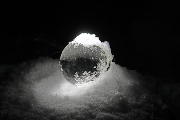 atmospheric, glass ball in the winter night