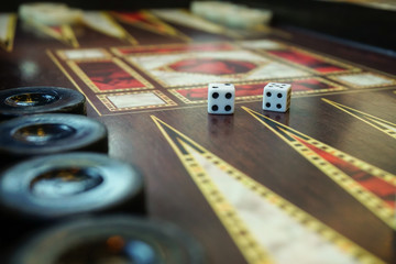 Backgammon game close up view