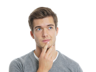 young man thinking. isolated on white background