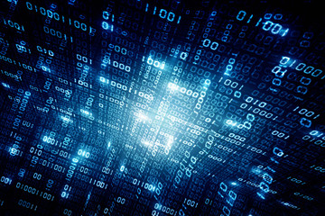 2d illustration abstract digital binary data on computer screen