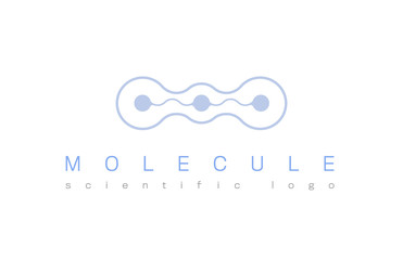 Molecule structure logo or biology model sign vector. Logo with structure molecule, illustration of logotype molecule for laboratory. Medicine, science icon.
