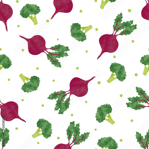 Seamless watercolor vegetab...