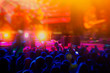 © APHOTOSTUDIO - rock band music concert in the alfresco evening and fans. Concert Crowd. Rock music.