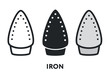 Iron Surface. Clothing Ironing Steam Heat Press. Vector Flat Line Stroke Icon.