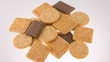 © photographyx - Brown, square ,round, biscuits cracker  isolated on white background