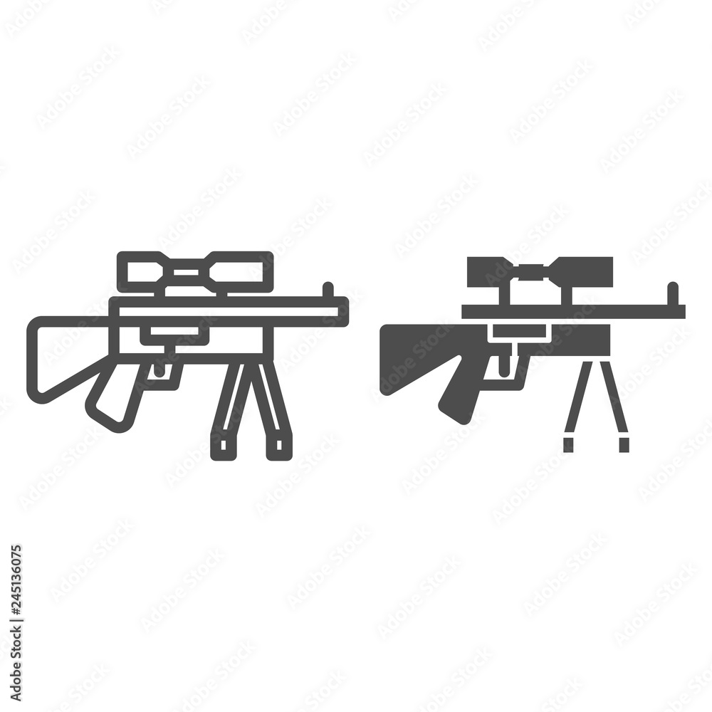 Sniper rifle line and glyph icon. Firearm vector illustration isolated ...
