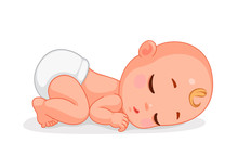 Vector Illustration Of Cute Baby Sleeping