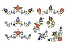 Traditional, Modern Polish - Kashubian Floral Folk Decoration Vector, Wzory Kaszubskie, Kaszubski Wzór, Haft