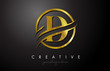 D Golden Letter Logo Design with Circle Swoosh and Gold Metal Texture