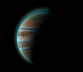 Wall Mural - jupiter planet in space, close up shot. universe, solar system's giant, beautiful planet with shadow