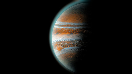 Wall Mural - jupiter planet in space, close up shot. universe, solar system's giant, beautiful planet with shadow