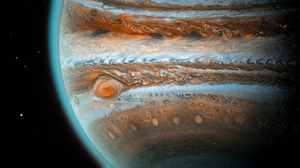 Wall Mural - jupiter planet in space, close up shot. universe, solar system's giant, beautiful planet with shadow