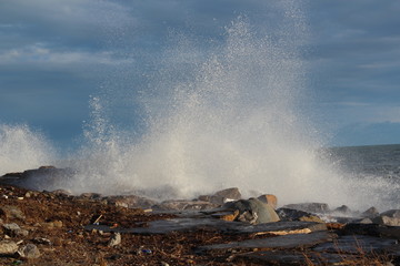 drops of sea waves on the secoast