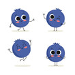 © zhevasylieva - Blueberry. Cute berry vector character set isolated on white
