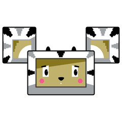 Sticker - Adorably Cute Little Cartoon Block Zebra Face