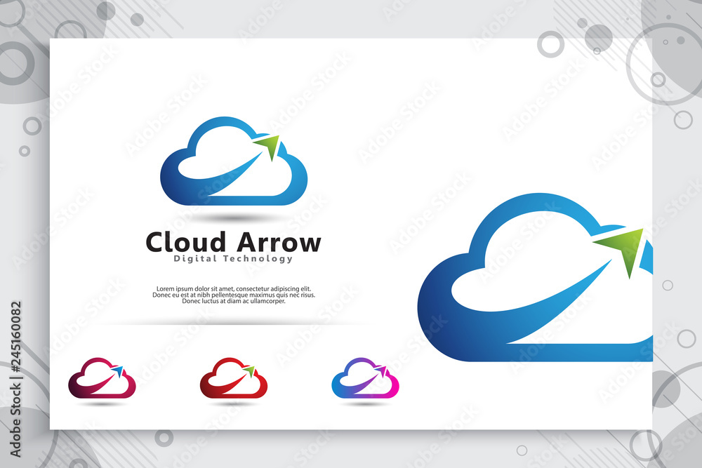 Cloud arrow vector logo with modern and simple concept style, cloud ...