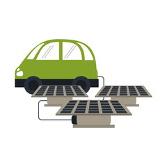 Canvas Print - electric car with solar panels