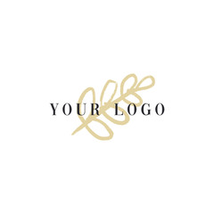 Wall Mural - Vector trendy hand drawn beauty logo for organic cosmetics, florist, blogger and more.