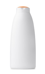 Sticker - Front view of blank white plastic cosmetic bottle