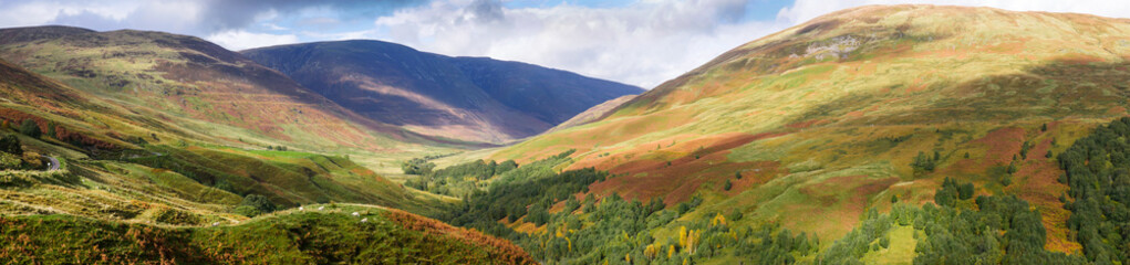 panorama of glen roy in the highlands of scotland