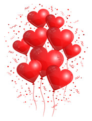 Sticker - Flying Red Heart Balloons