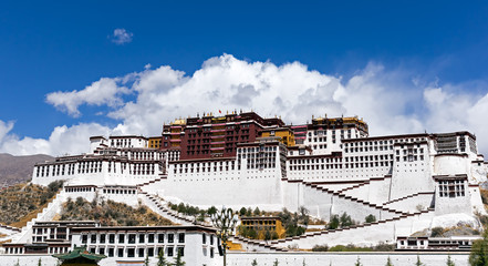 Famous Potala palace. World Heritage site, former Dalai Lama residence in Lhasa - Tibet