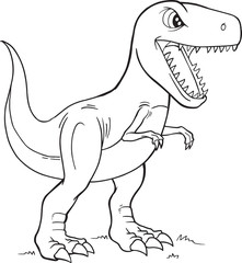 Poster - Tyrannosaurus Rex Dinosaur Coloring Page Vector Illustration Art