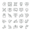Design and drawing icons set. Line style