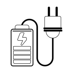 Poster - Eco energy battery with plug black and white