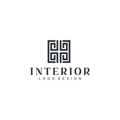 Poster - home interior, Furniture store, Construction, concept, architect, architecture, modern, renovation. Vector logo template