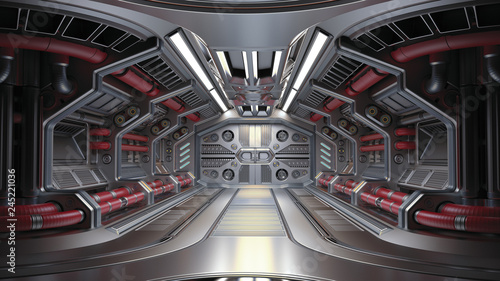 Sci Fi Space Station Corridor Or Futuristic Spaceship