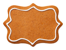 Gingerbread Label Cookie Isolated On White Background